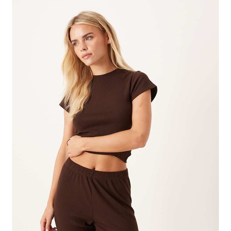 ASOS Petite ASOS DESIGN Petite lounge mix & match rib baby tee in 115503520