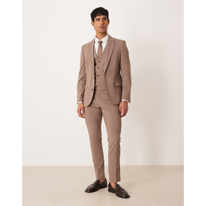ASOS DESIGN skinny suit trouser in brown