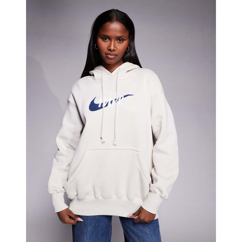 Nike Phoenix Fleece oversized logo hoodie in off white 111144232