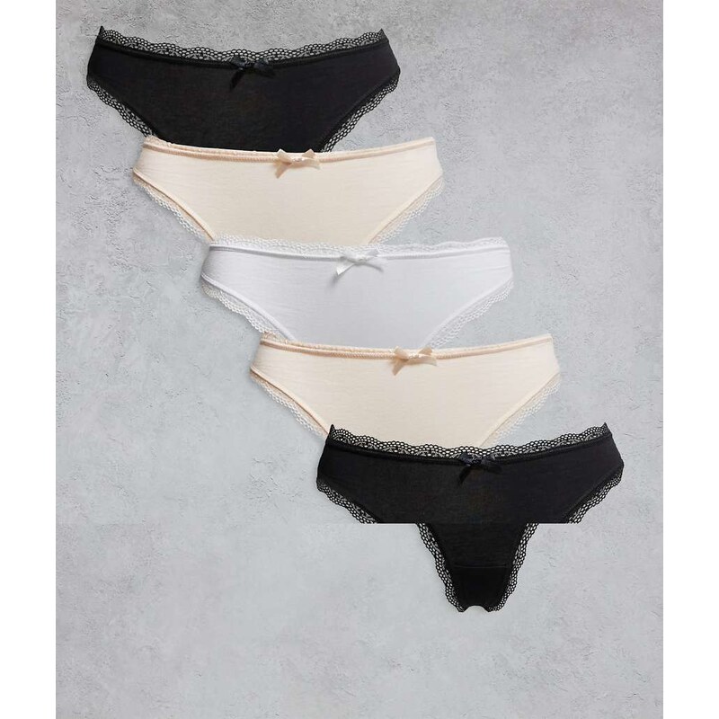 Dorina Essential 5 pack cotton thong in multi