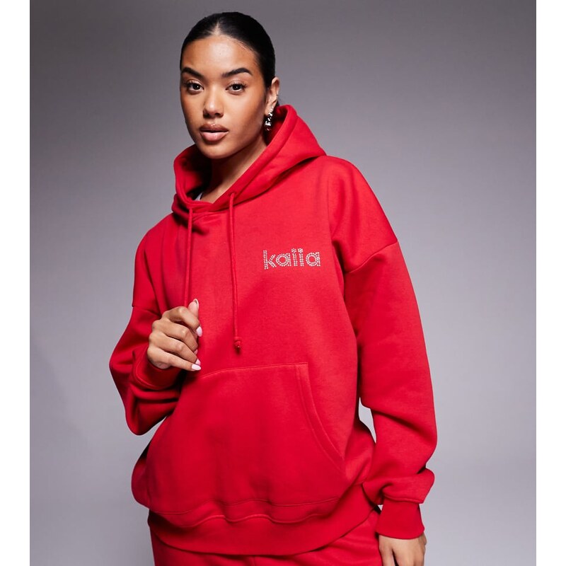 Kaiia exclusive cotton rich diamante logo oversized hoodie co