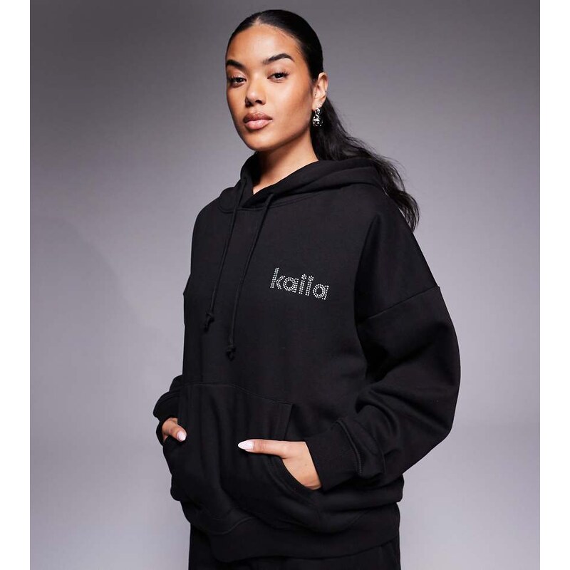 Kaiia exclusive cotton rich diamante logo oversized hoodie co