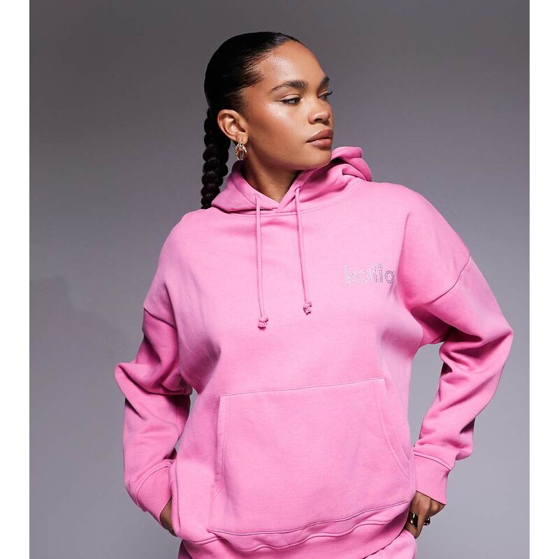 Kaiia exclusive cotton rich diamante logo oversized hoodie co