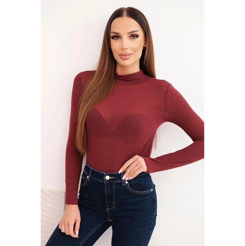 MladaModa Jemná halenka s kašmírem se stojáčkem model 25809