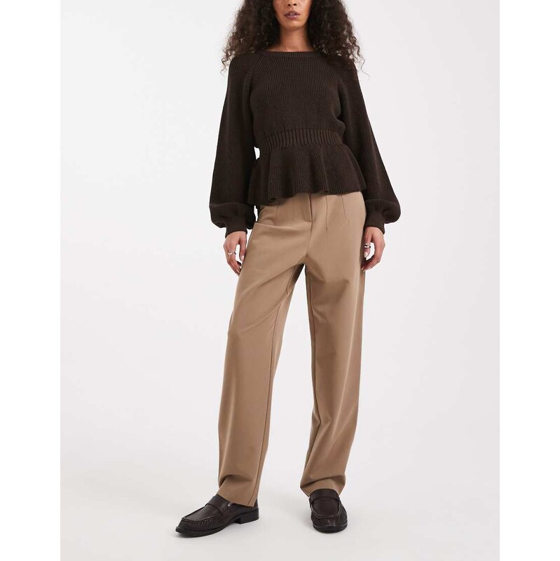 Miss Selfridge essentials cigarette trouser in camel-Green