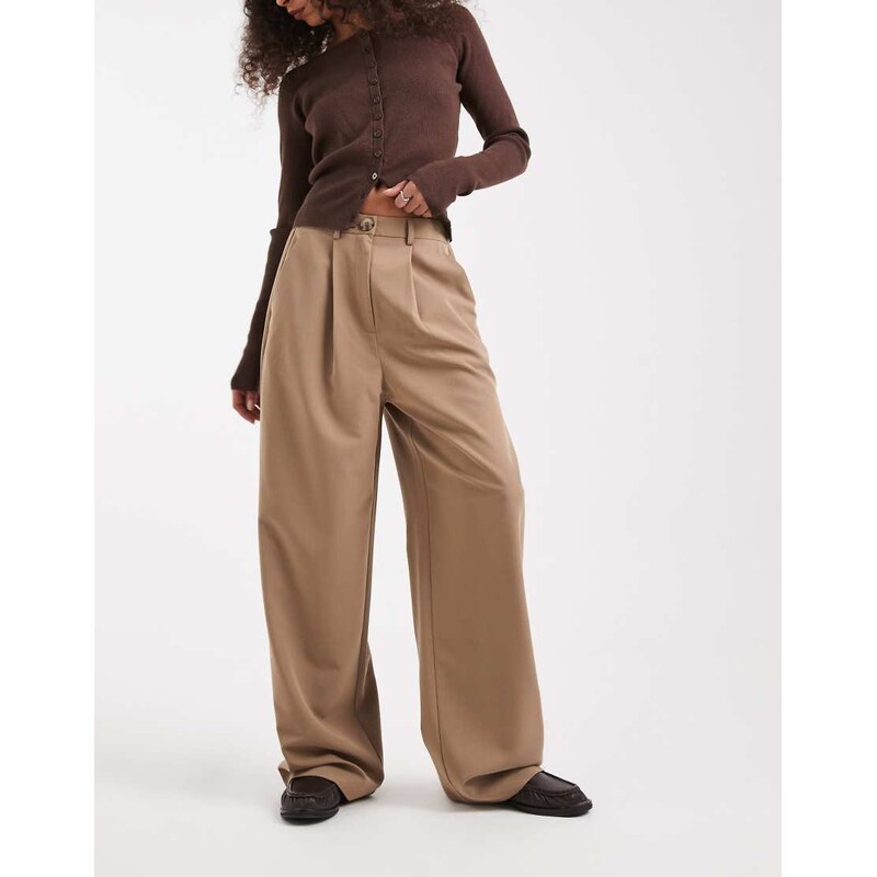 Miss Selfridge tailored wide leg trouser in camel-Green 115512973