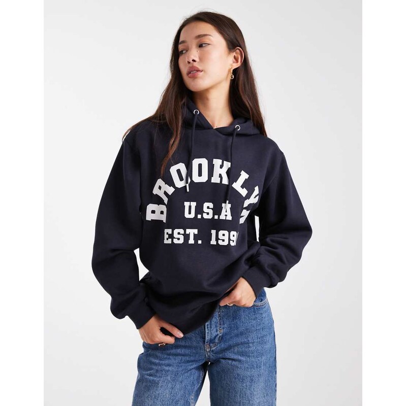 Daisy Street jersey hoodie in navy 111148527