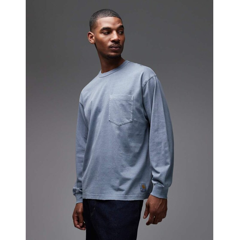 Carhartt WIP torian oversized long sleeve t-shirt in washed blue
