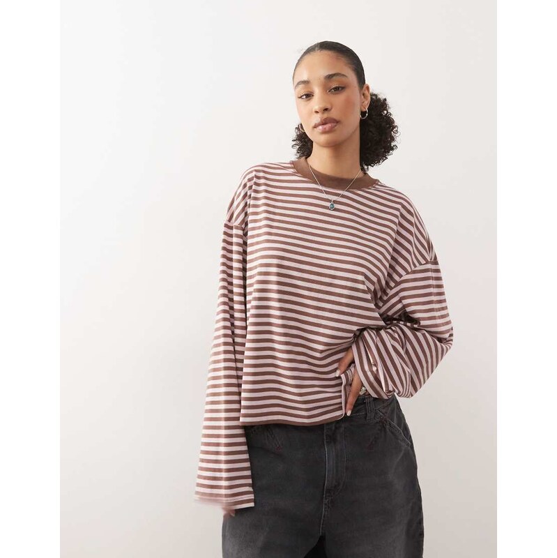 Lioness Bloom cotton blend long sleeve crew neck boxy t-shirt in 115519322