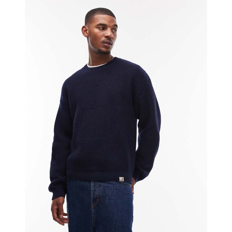Carhartt WIP bishop cable knitted jumper in navy