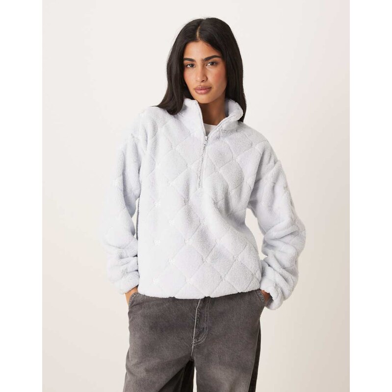 Hollister Gilly Hicks quarter zip teddy sweater in washed blue 111148883