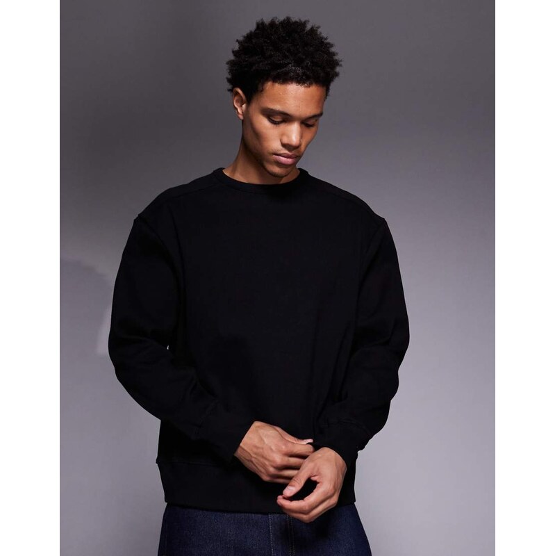 ASOS DESIGN heavyweight oversized ribbed sweatshirt in black -