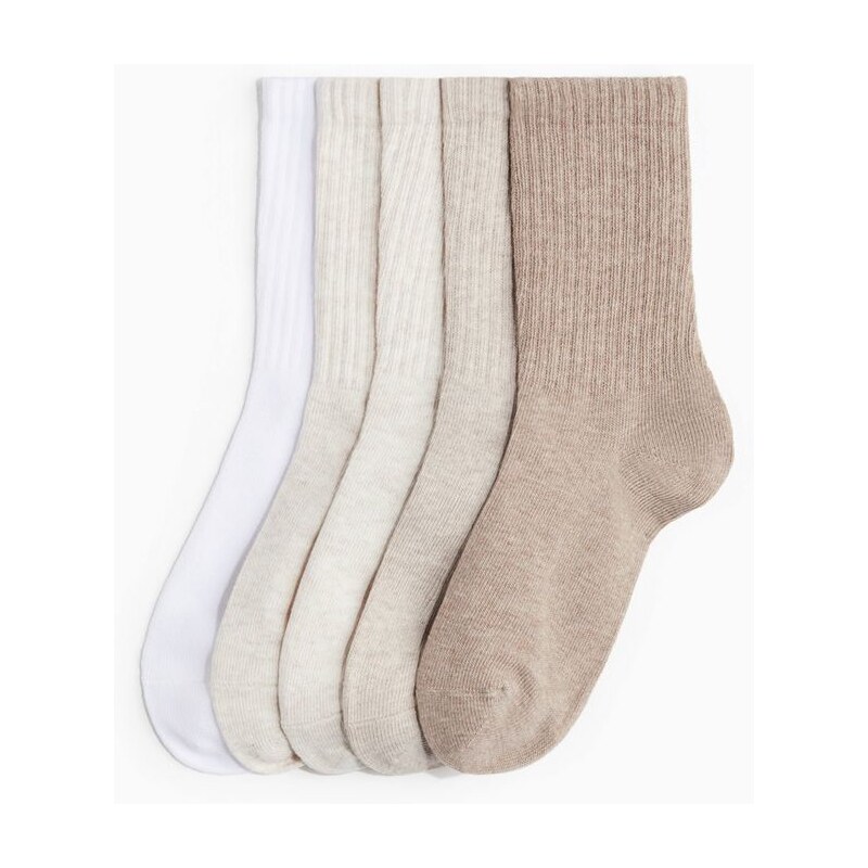 H&M - Sportovní ponožky 5 párů - béžová 108304987