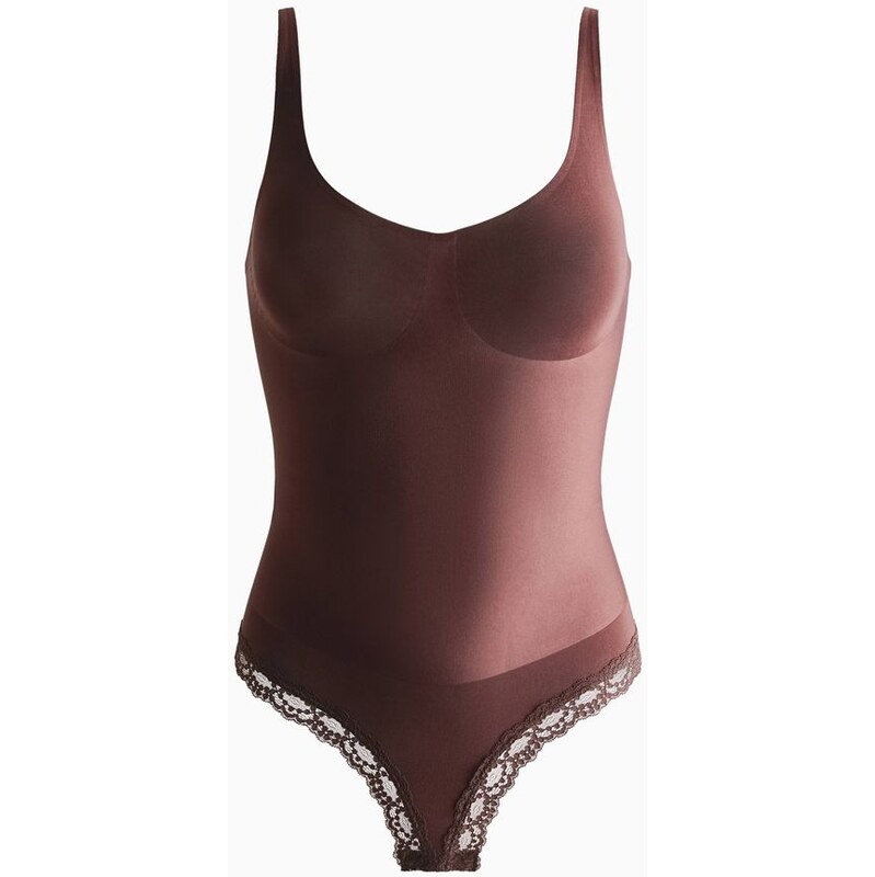 H&M - Bezešvé body Light Shape - hnědá 111146584