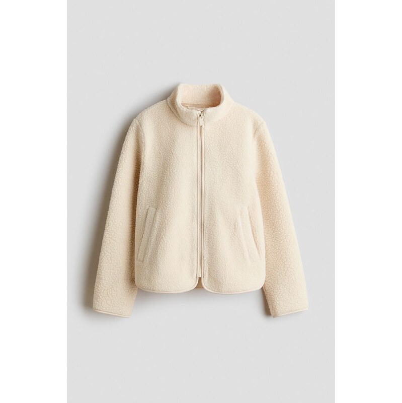 H&M - Plyšová bunda - Světle Béžová
