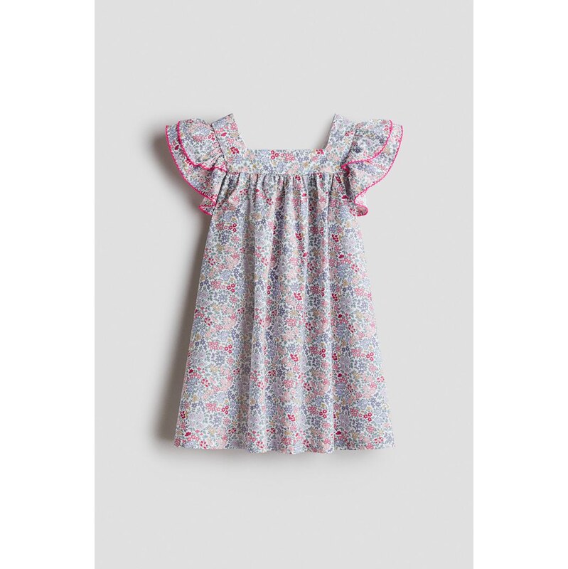 H&M - Šaty z bavlněného popelínu - Světle Fialová/Květy