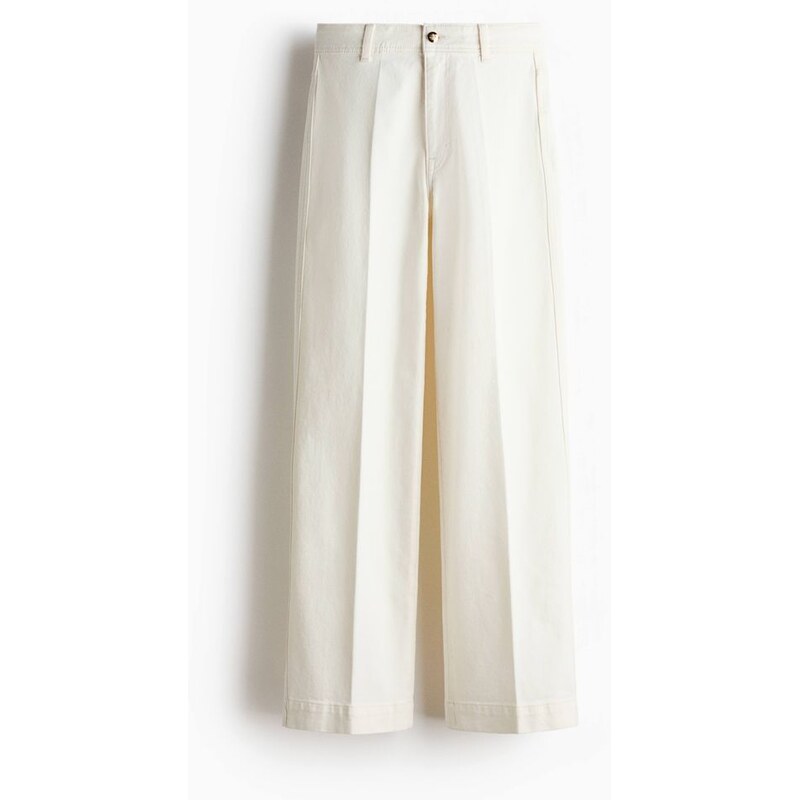 H&M - Wide High Jeans - bílá 111146802