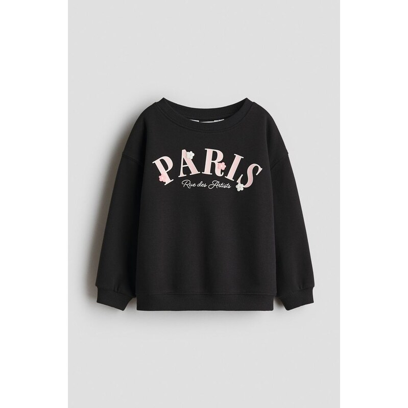 H&M - Mikinas česaným rubem a potiskem - Černá/Paris