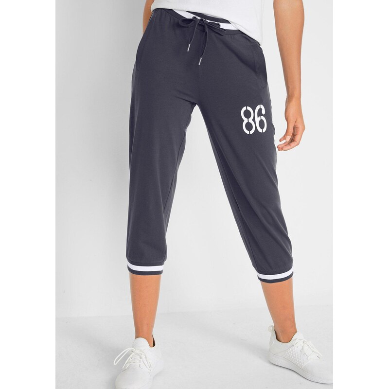 bonprix 3/4 joggingové kalhoty z bavlněné směsi modrá Žena 49524311