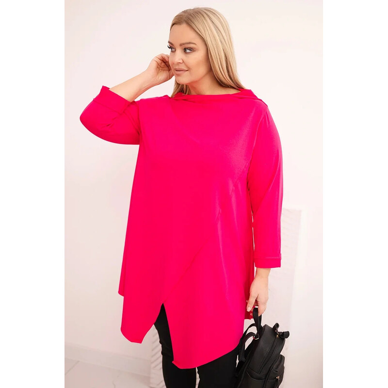 K-Fashion Dámská bavlněná blůza Plus Size asymetrická s