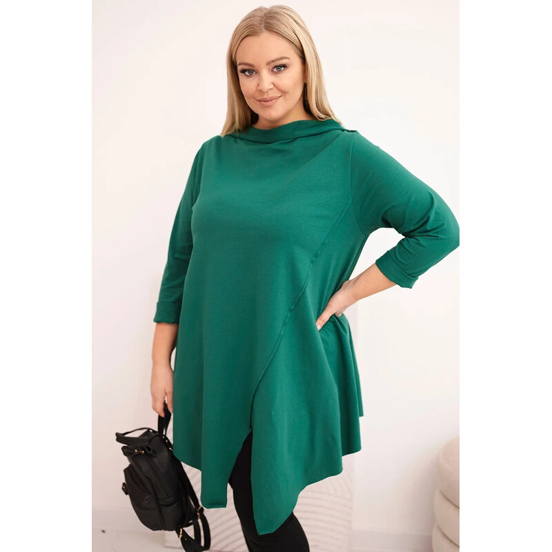 K-Fashion Dámská bavlněná blůza Plus Size asymetrická s