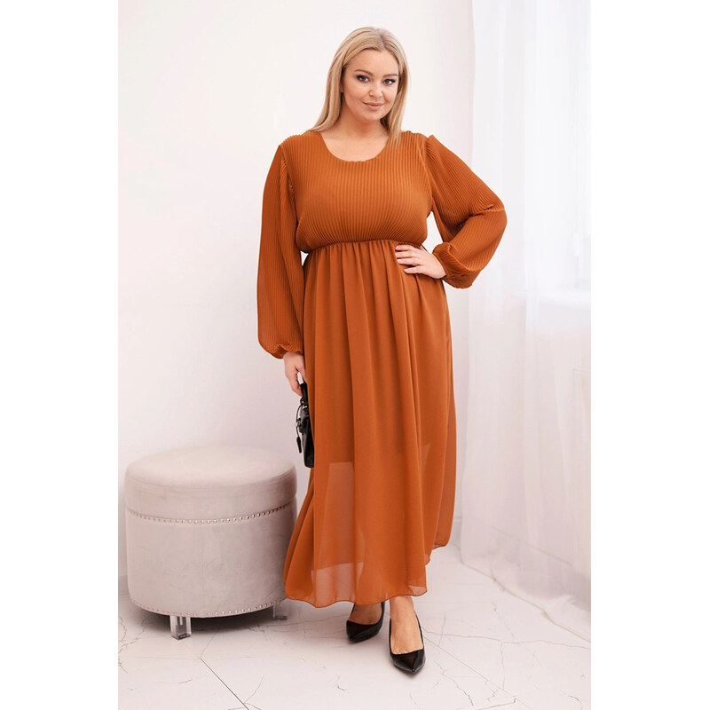 K-Fashion Dámská plisovaná sukýnka Plus Size z viskózy a s