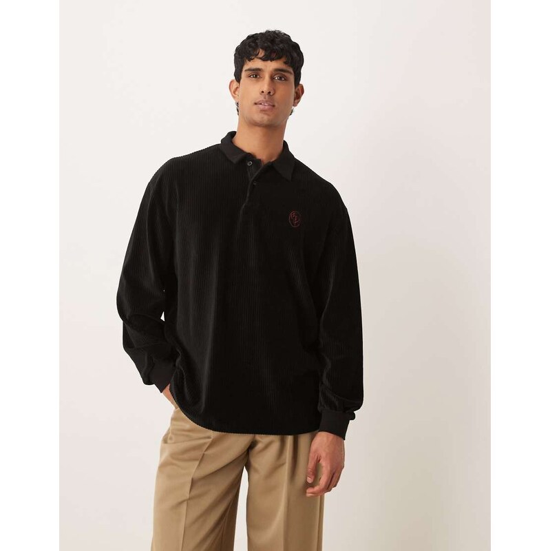 ASOS DESIGN heavyweight oversized long sleeve polo t-shirt with