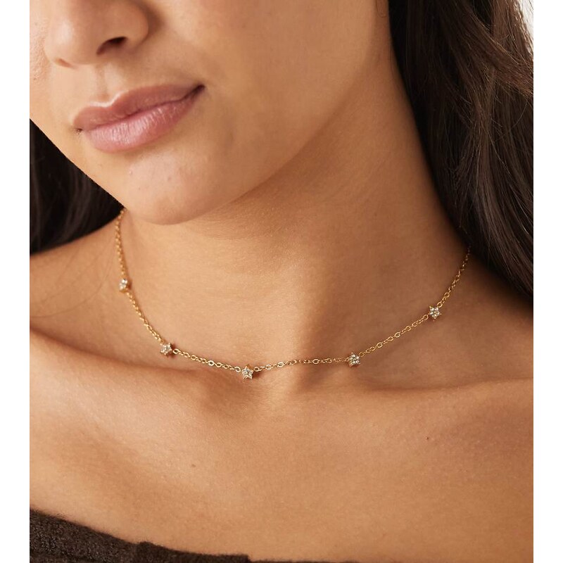 Lost Souls Necklace with mini embellished star charms in 18K gold 111155632
