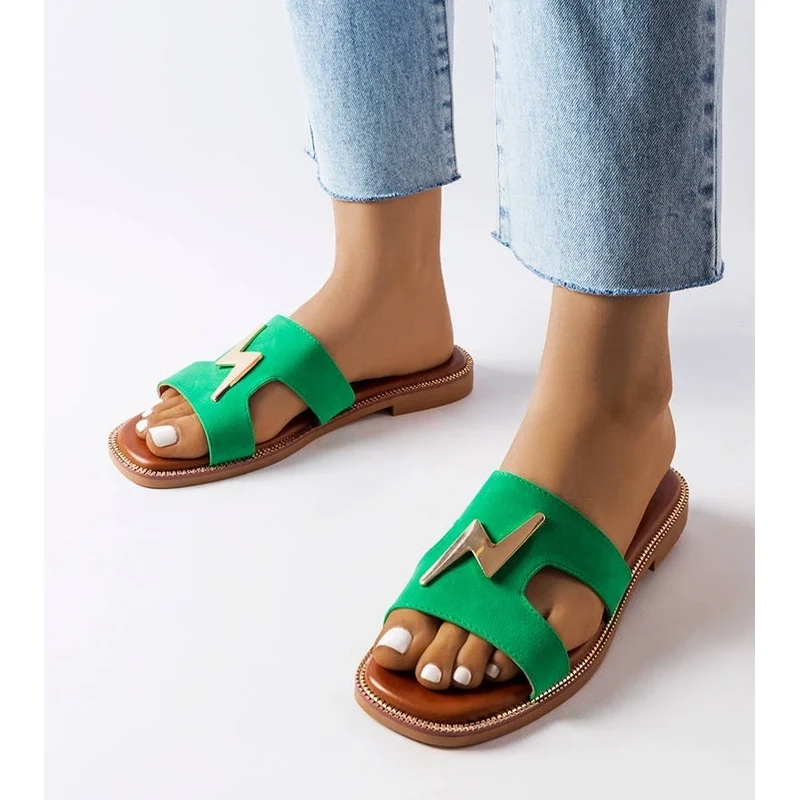 D/CEO marka niezdefiniowana Green flat mules Leyra 111156204