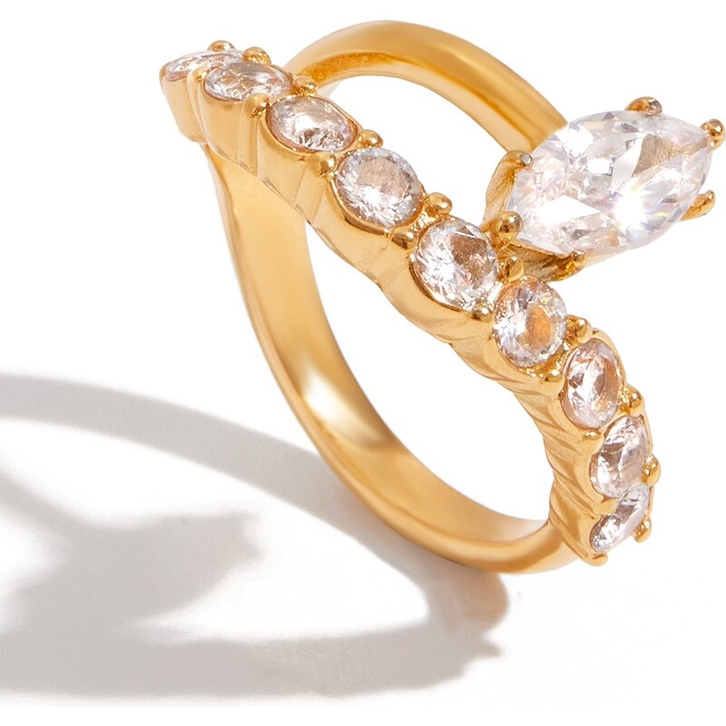 ELENYS Marquise Shine – pozlacený prsten 18K žluté zlato