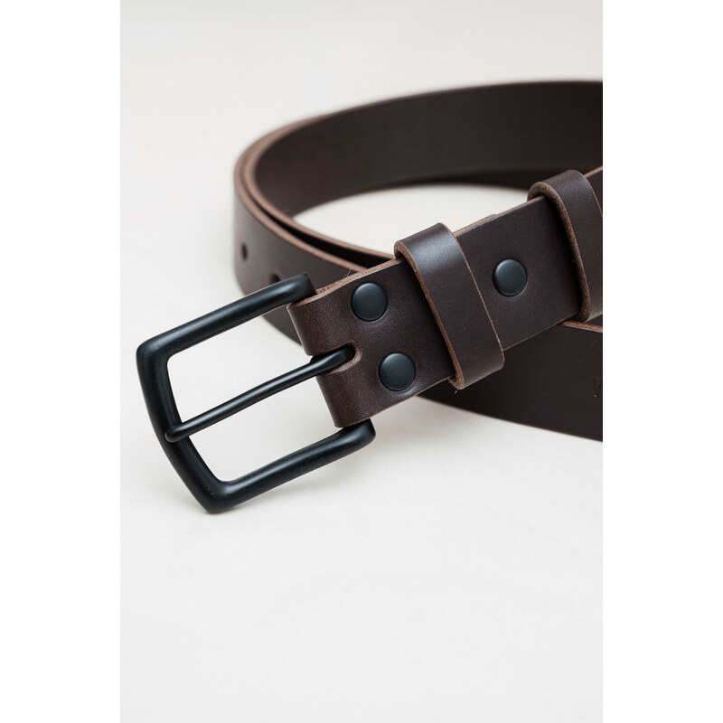youngprimitive - doplňky Kožený pásek 3,5cm - dark chocco