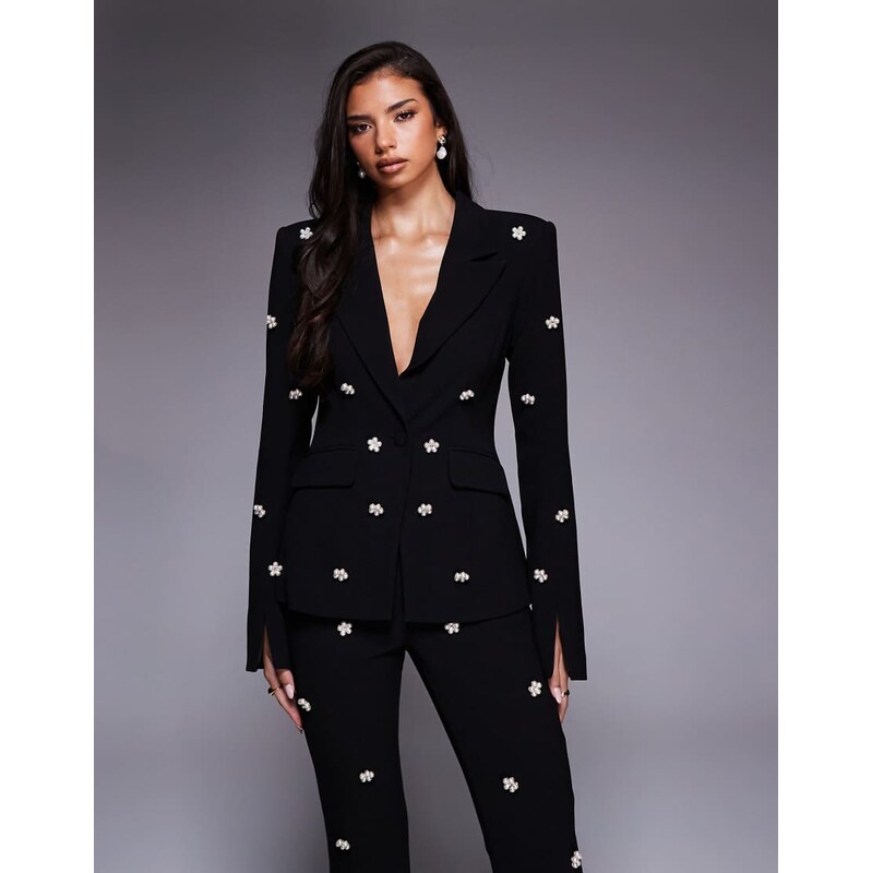 ASOS LUXE co-ord sculpted embellished blazer in black 115537504