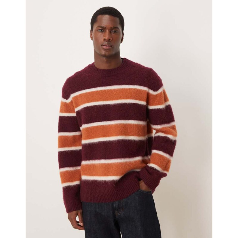 ARKET stripe crew neck jumper in rust orange stripe
