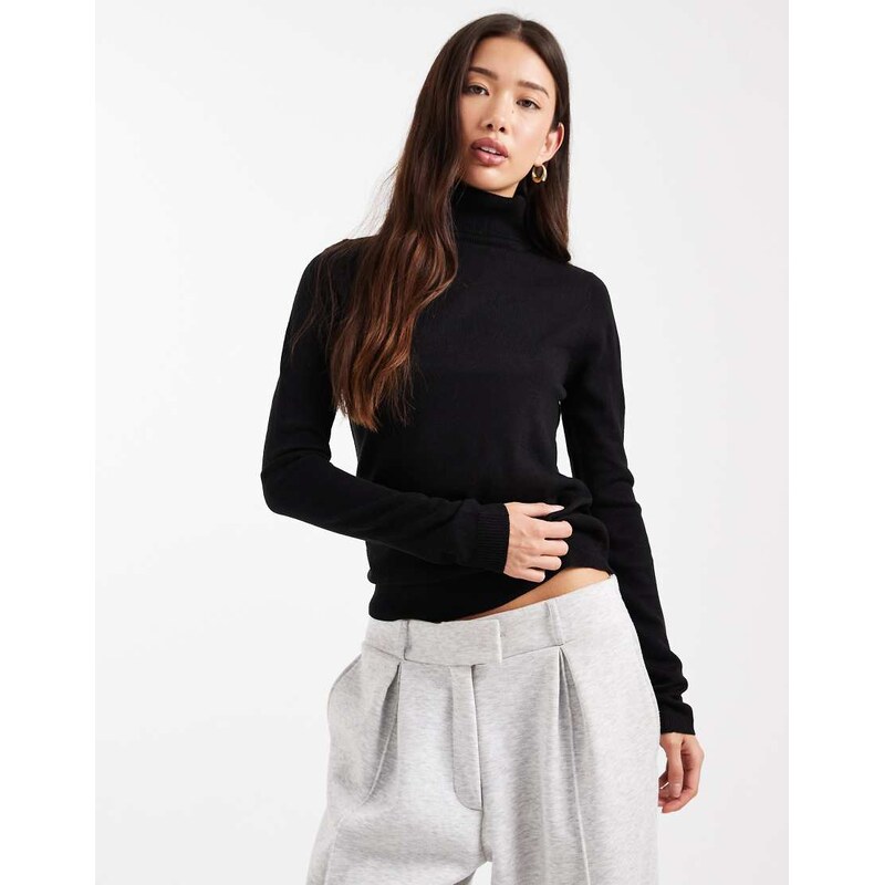 Brave Soul ribbed knitted turtleneck jumper in black 111168070