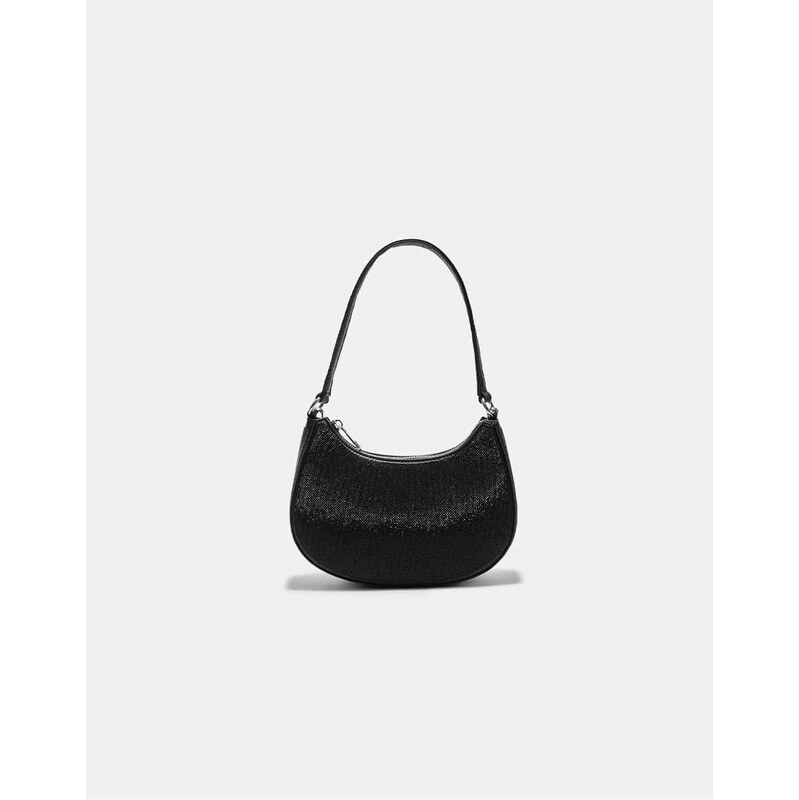 Stradivarius Shoulder bag with rhinestones in black 111168121