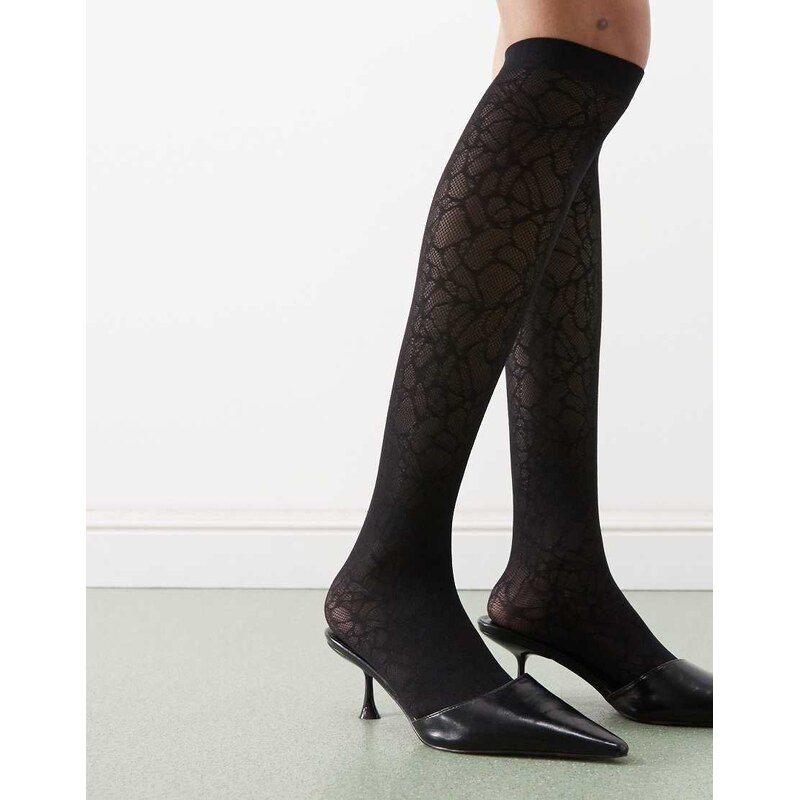 Weekday lace knee high socks in black 111168126