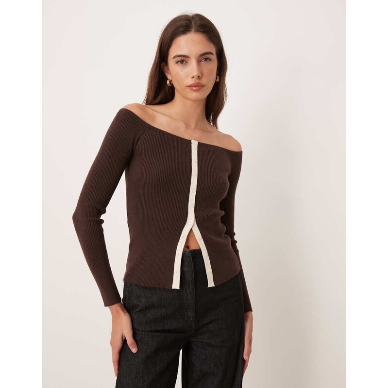 Abercrombie & Fitch off shoulder top in brown