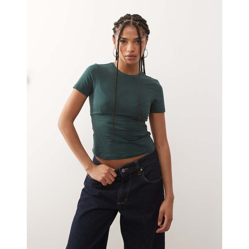 Weekday slim fit t-shirt in petrol green 115519239