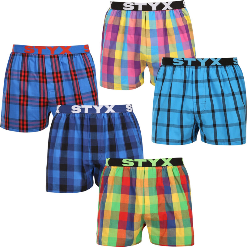 5PACK pánské trenky Styx sportovní guma vícebarevné (5B0112345)