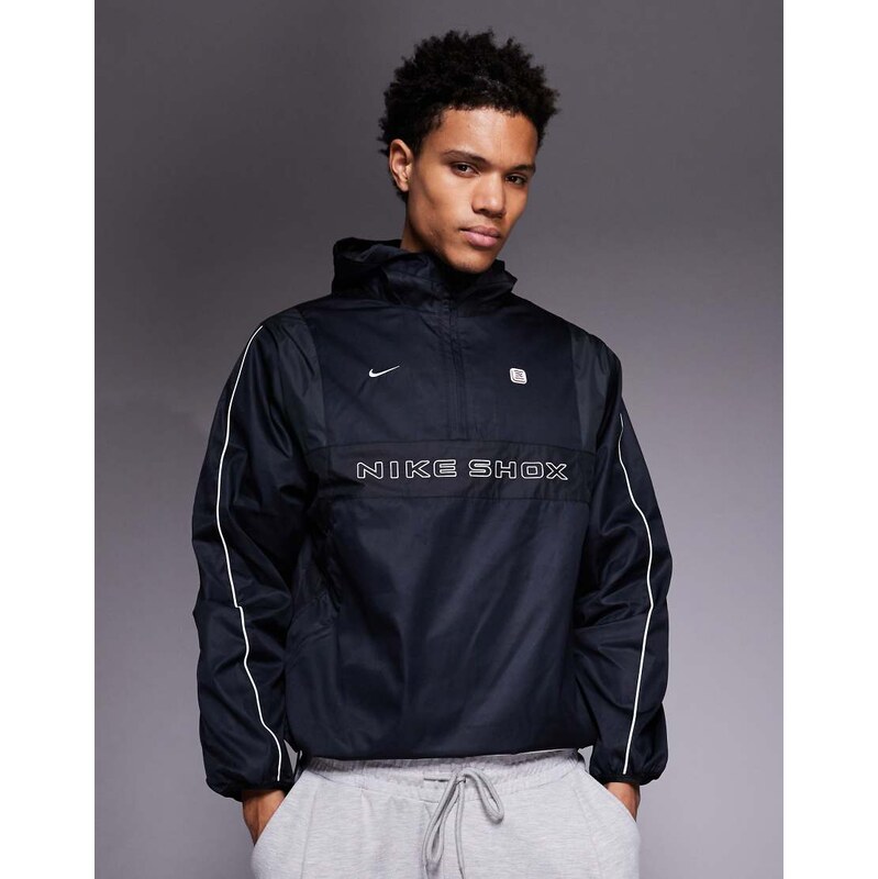 Nike Shox half zip woven jacket in black and grey