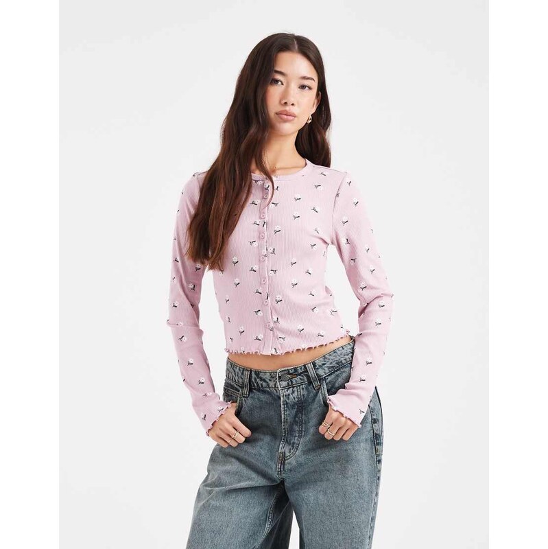 ONLY flower print cardigan in light pink