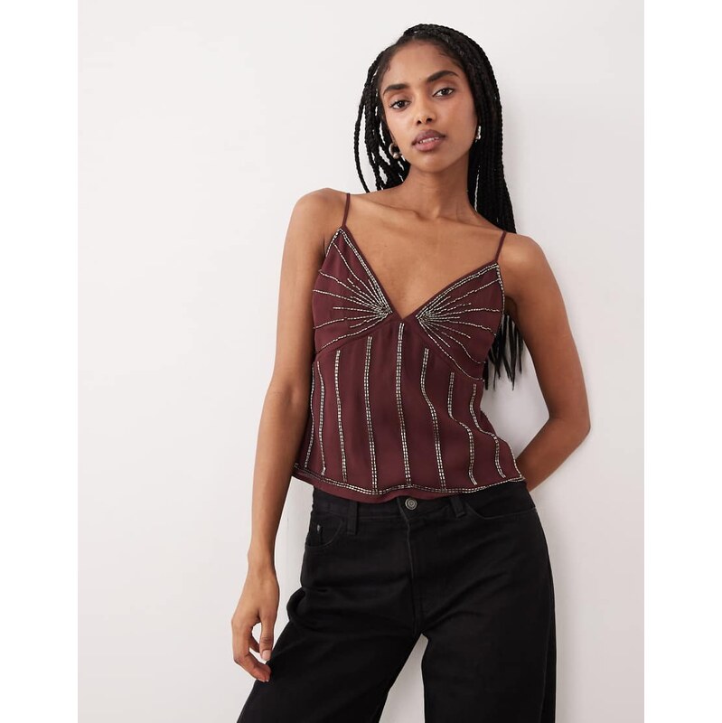 Abercrombie & Fitch beaded cami in red 111170933