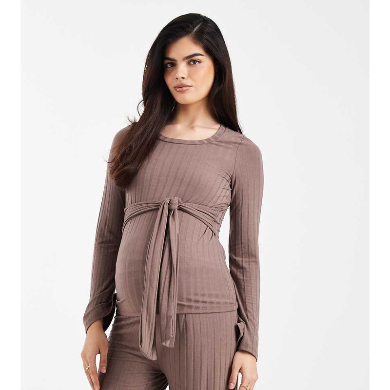 Mama.licious Mamalicious Maternity tie detail long sleeve ribbed