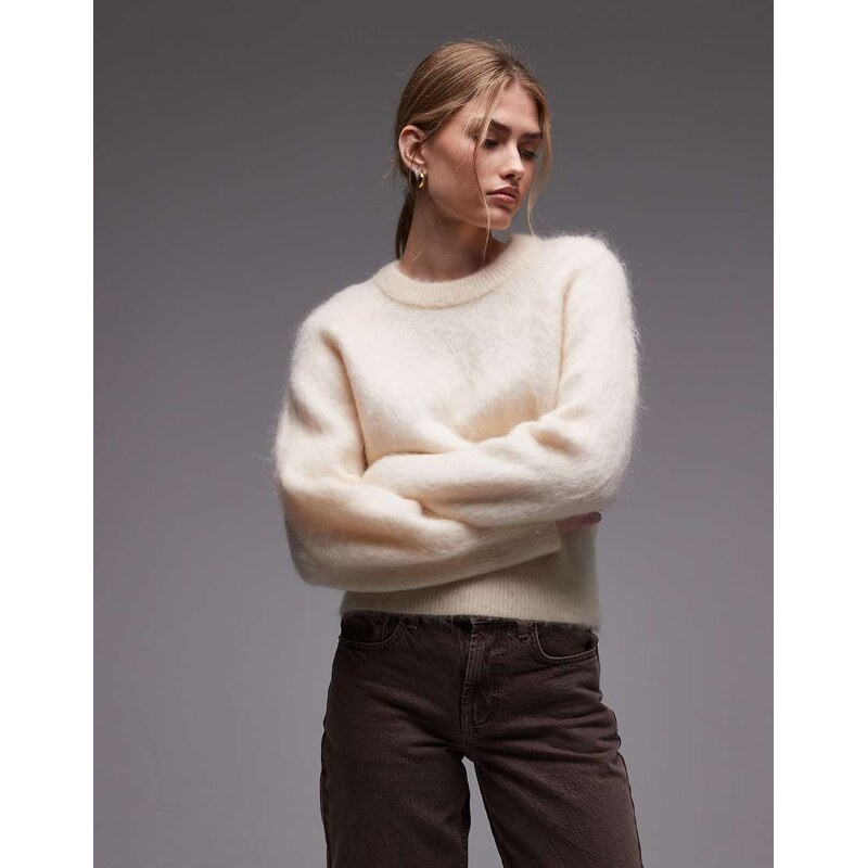 & Other Stories wool and mohair mix jumper with volume sleeves in off 115730612