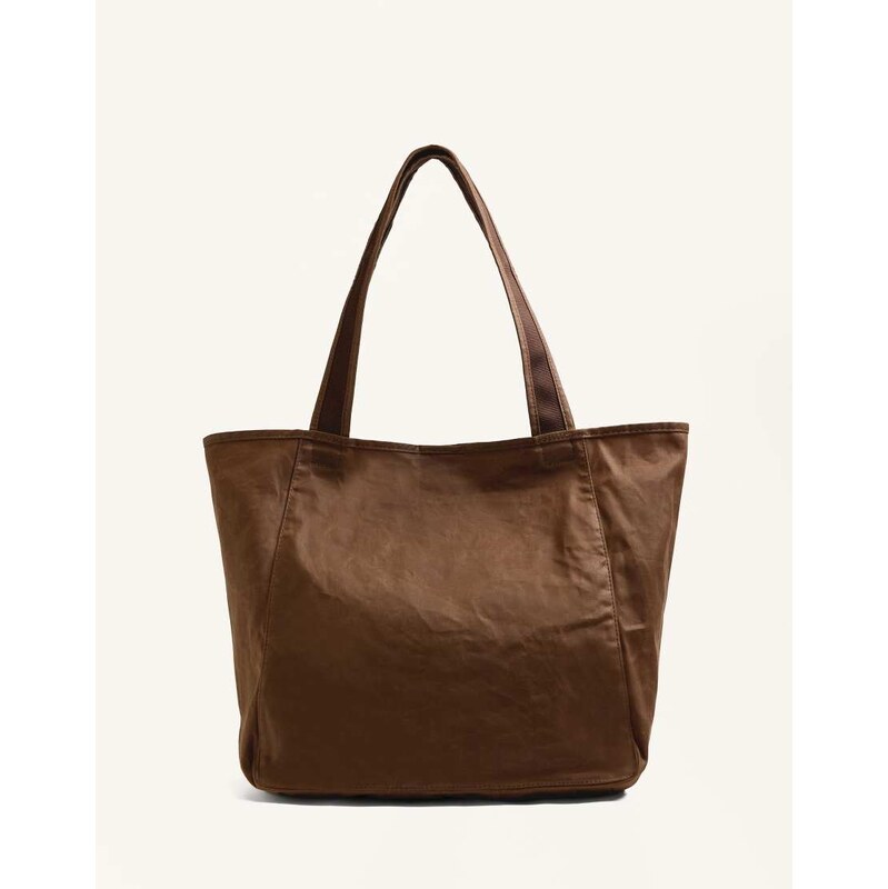 OYSHO Waxed shopper bag in brown