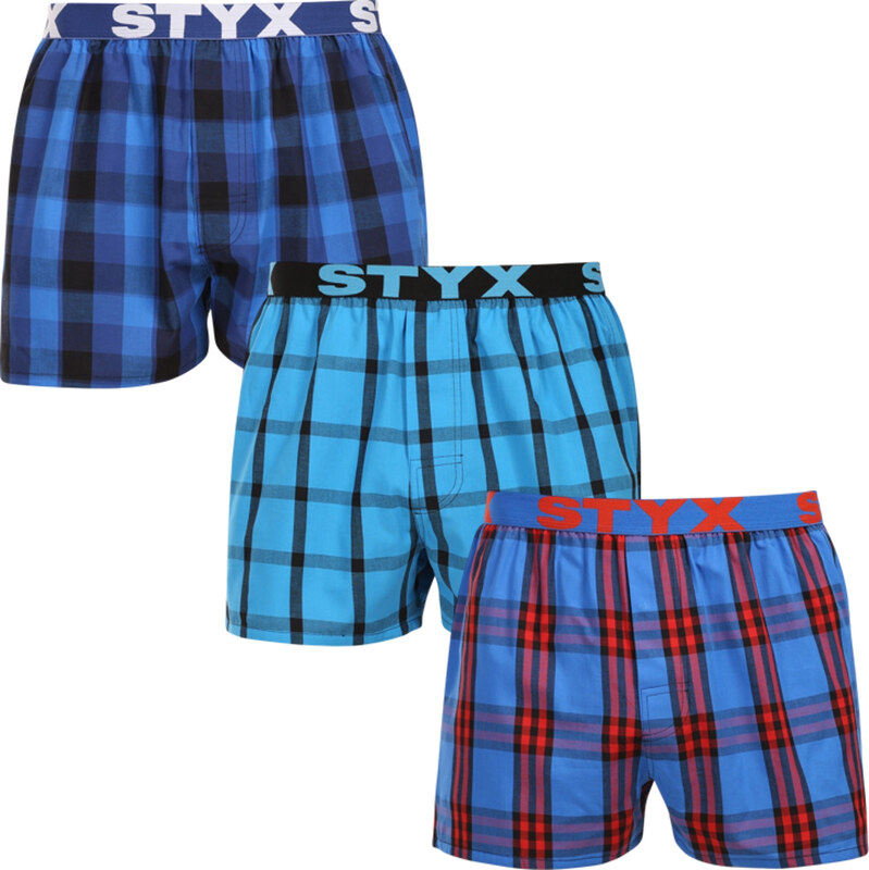 3PACK pánské trenky Styx sportovní guma vícebarevné (3B010103)