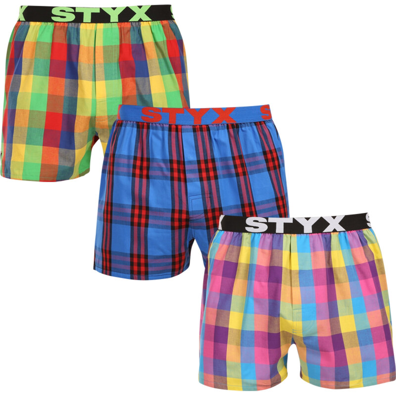 3PACK pánské trenky Styx sportovní guma vícebarevné (3B010205)