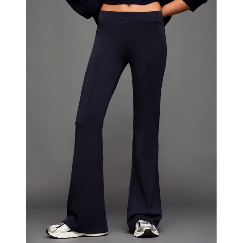 Bershka Bell bottom modal trim trousers in blue-Navy