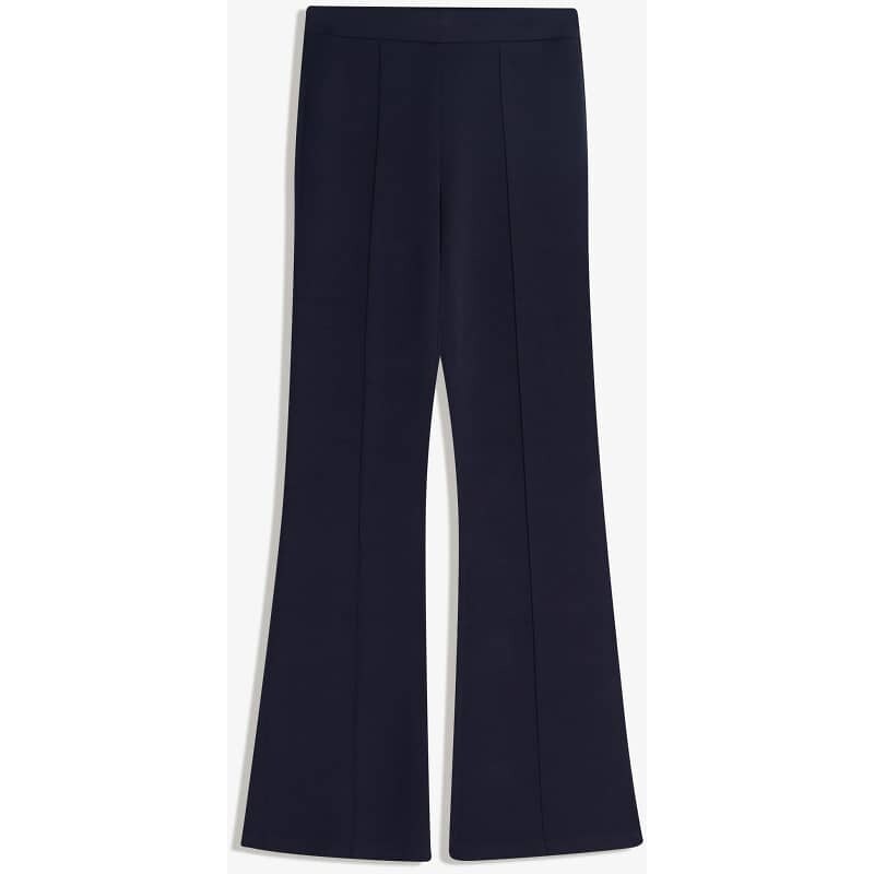 Bershka Bell bottom modal trim trousers in blue-Navy