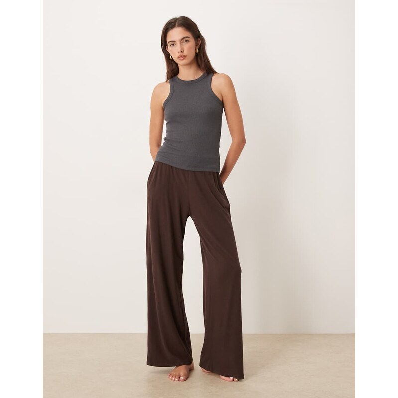 Abercrombie & Fitch high rise wide leg joggers in brown 111191954